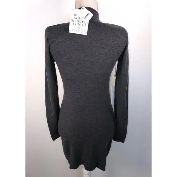 Free People Ronny Kobo McCall Grey Knit Mini Dress Wool Blend -S - Picture 5 of 6